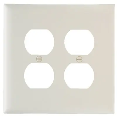 TRUE VALUE TPJ82LACC10 Pass & Seymour Legrand Double Duplex Outlet Opening Nylon Wall Plate, 2 Gang, Almond