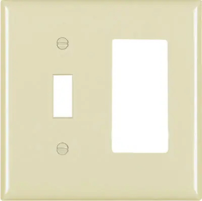 True Value TP126ICC12 Pass & Seymour - Legrand Ivory 1-Toggle & 1 Decorator Opening Nylon Wall Plate