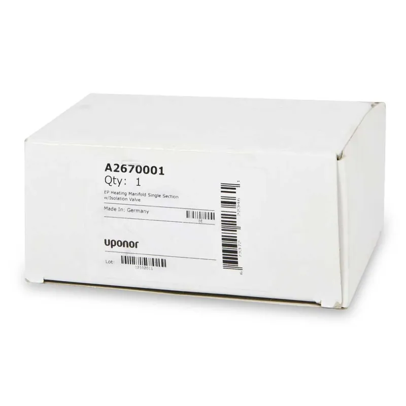 Uponor A2670001 EP Heating Manifold Single Section With Isolation Valve