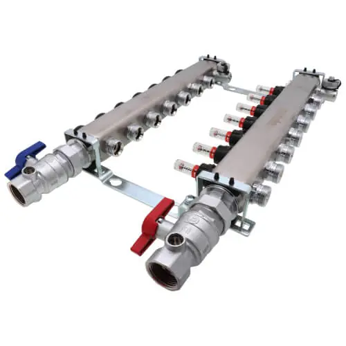 Uponor A2720702 7 Loop Stainless Steel Manifold Assy 1 1/4 With Flow Meter