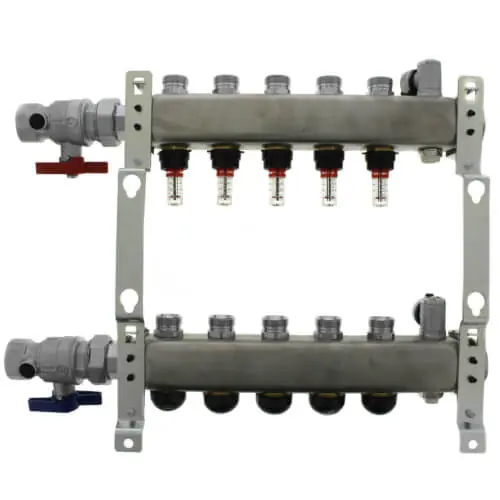 Uponor A2720502 Stainless Steel Manifold Assembly with Flow Meter and Ball Valve