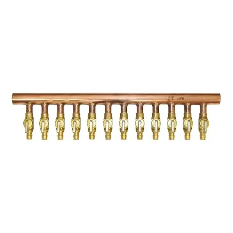 Uponor LF2501200 Manifold with ProPEX Ball Valve 1 Inch Copper/Lead Free Brass 12 Outlet 1/2 Inch Branch