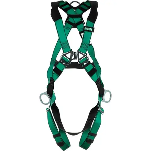 MSA 10197200 V-FORM Full-Body Harness, Back & Hip D-Rings, Qwik-Fit Leg Straps, Standard