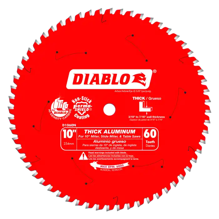 Diablo D1060N 10X 60 Tooth Thick Aluminum Cutting Saw Blade