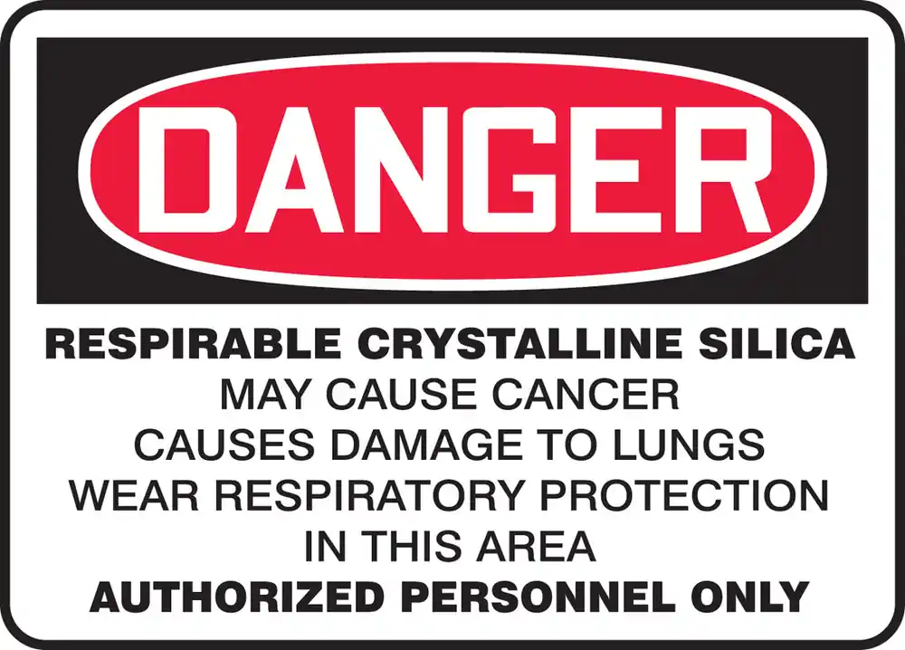 Accuform MCAW047VP Plastic Danger Respirable Crystalline Silica Safety Sign 7X10