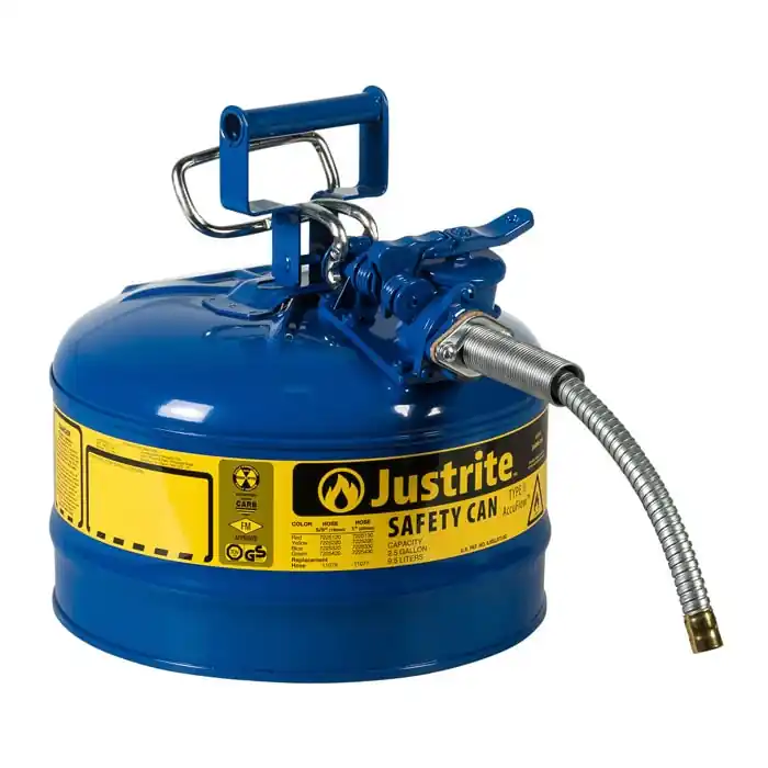 Justrite 7225320 2.5GAL TYPE II BLUE KEROSENE CAN WITH 5/8 METAL HOSE