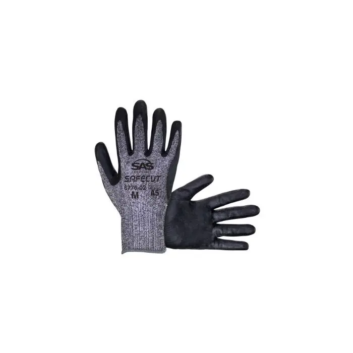 SAS Safety 6776-04 Aramid Safecut, Cut Resistant Gloves, X-Large, Aramid Yarn, Nitrile Palm, A5