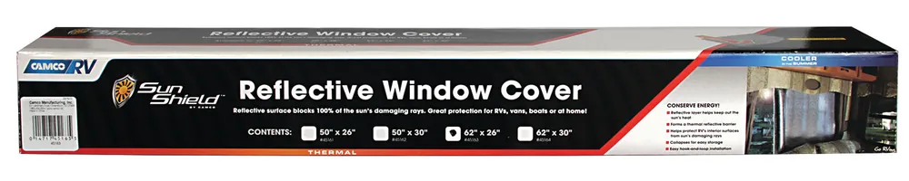 Camco 45163 Window Cover - 62x26, Thermal Reflective