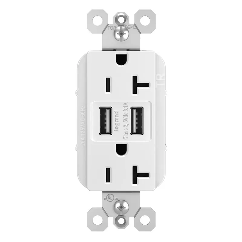 Legrand TR5362USBWCCV6 P&S 3.1A USB and Duplex 20A