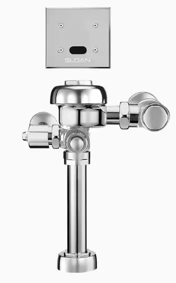 Sloan 3770037 1.28 GPF Top Spud Single Flush Exposed Sensor Hardwired Water Closet Flushometer with True Mechanical Override - Polished Chrome
