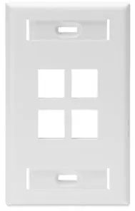 Leviton 42080-4WS QuickPort Wallplate 4-Port White