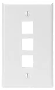 Leviton 41080-3WP Single-Gang QuickPort Wall Plate, 3-Ports, White