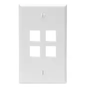 Leviton 41080-4WP Single-Gang QuickPort Wall Plate, 4-Ports, White