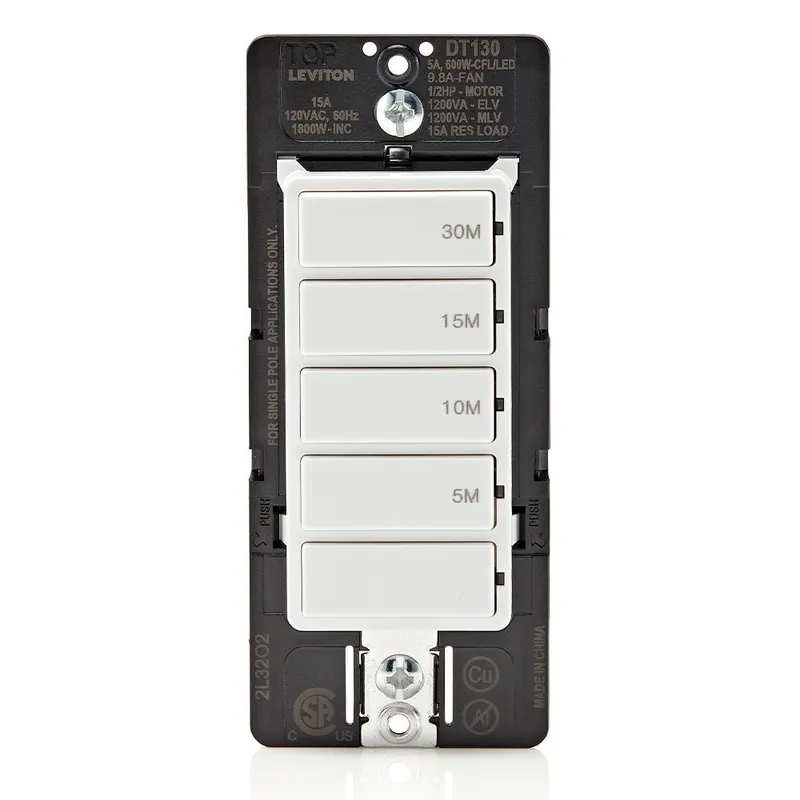 Leviton DT130-1LT LA 15A SP DEC TIMER 5KEY 5/10/15/30M
