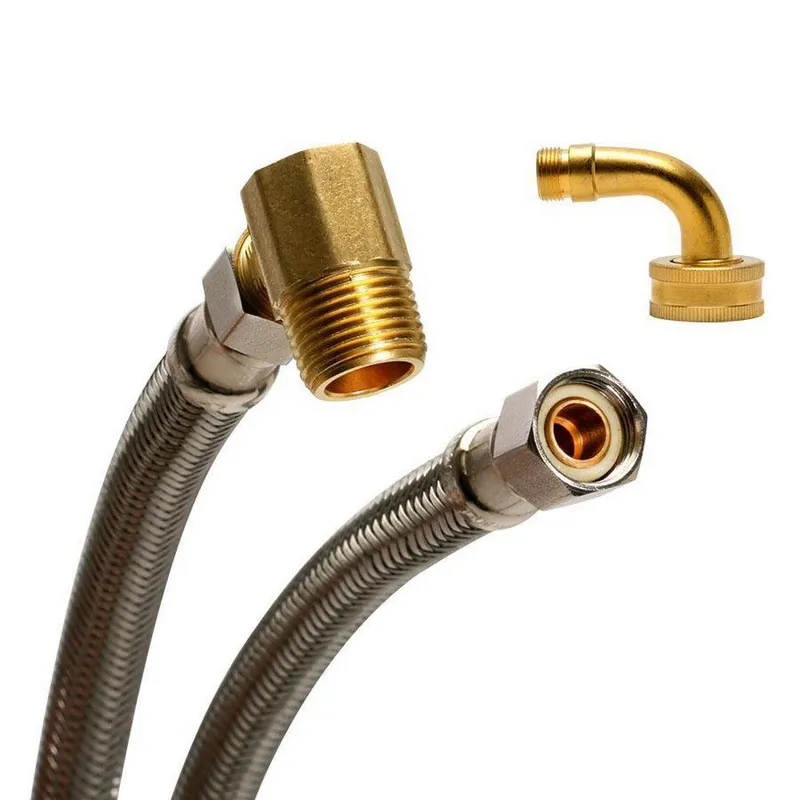 Fluidmaster B6W60K Dishwasher Connector with Elbows 3/8 inch Compression 60 inch Length Flexible Stainless Steel