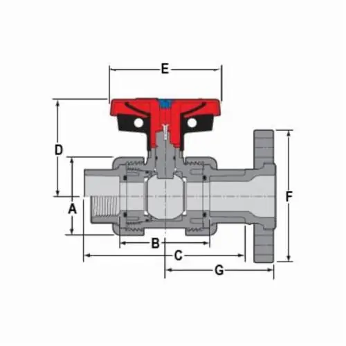 Spears 1823-040 4 PVC TU2K IND BALL VALVE FLANGED EPDM