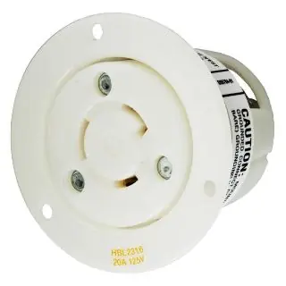 Wiring Device-Kellems HBL2316 HWD Twist Lock Insulgrip 125 VAC 20 A Flanged Receptacle