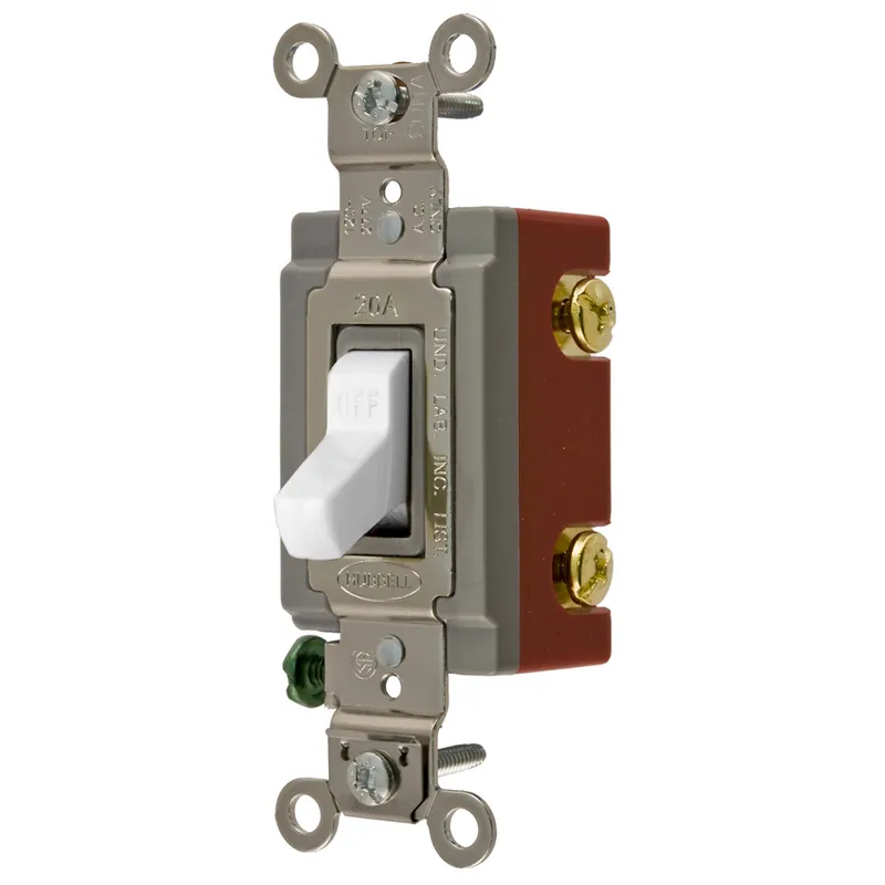 Hubbell Wiring Device-Kellems HBL1221W Extra Heavy Duty General Purpose Standard Toggle Switch 20 A 120 to 277 VAC