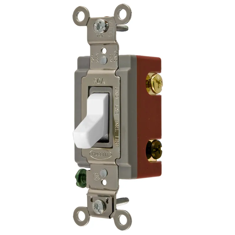 Hubbell Wiring Device-Kellems HBL1223W HWD 20A 120 to 277 VAC 3-Way Extra Heavy Duty General Purpose Toggle Switch