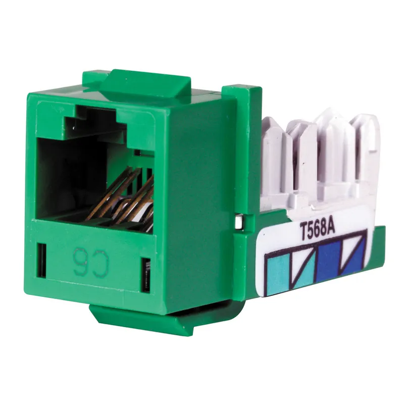 Hubbell Premise Wiring HXJ6GN 8-Position Green T568A/T568B Category 6 Modular Keystone Jack
