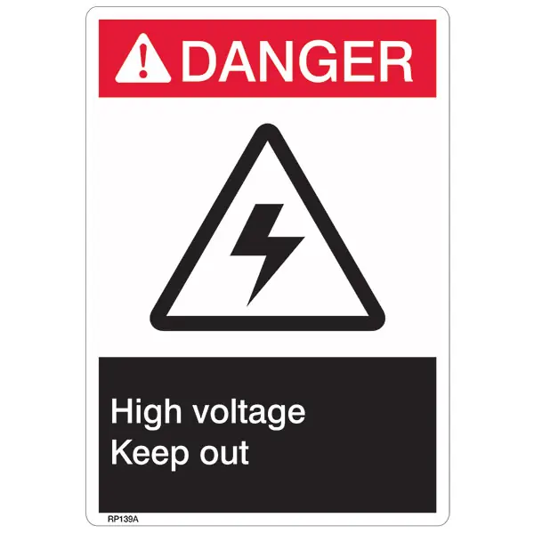 Safety Signs RP139A ANSI Z535 Rigid Plastic Danger High Voltage Sign