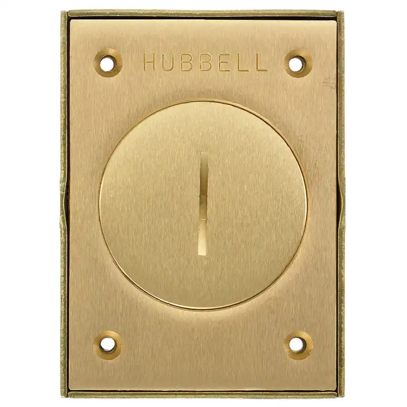 Hubbell S3425 2-3/8 Inch Brass Round Single Receptacle Floor Box Cover