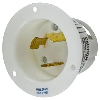 Hubbell Wiring Device-Kellems HBL2625 HWD 1-Phase Extra Heavy Duty Grounding Screw Mount Locking Flanged Inlet With Mounting Screw 250 VAC 30 A L6-30P