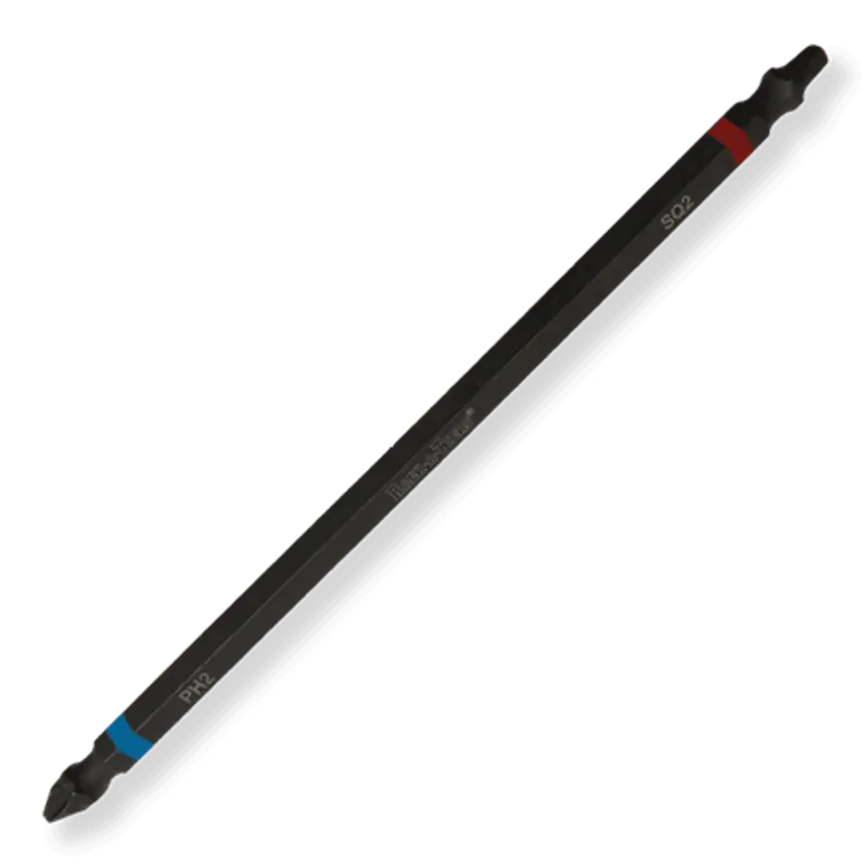 Rack-A-Tiers 70226BR Bulk Impact Bit Double Ended Phillips #2 & Robertson #2 x 6 -Blue/Red