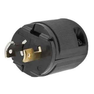 Wiring Device-Kellems HBL7465V HBL® 1-Phase Male Non-Grounding Standard Cord Mount Midget Locking Plug, 125 VAC, 15 A, 2 Poles, 2 Wires