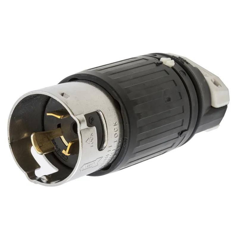 Hubbell Wiring Device-Kellems CS8465C 50 Amp 480 Volt 2-Pole 3-Wire Black and White Locking Plug