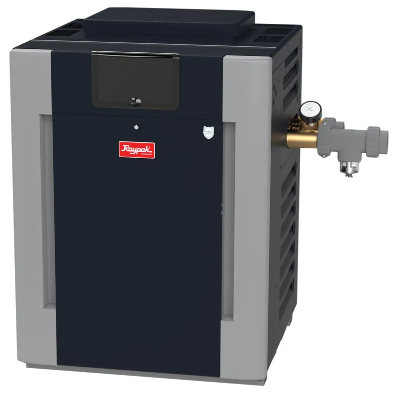 Raypak 017374 B-R406A-EN-C Digital Natural Gas Heater 406,000 BTU - Bronze Headers ASME