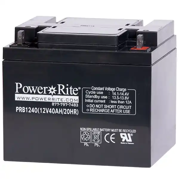 Power Rite LD1240NB Battery 12V 40 Ah Nut & Bolt Connection