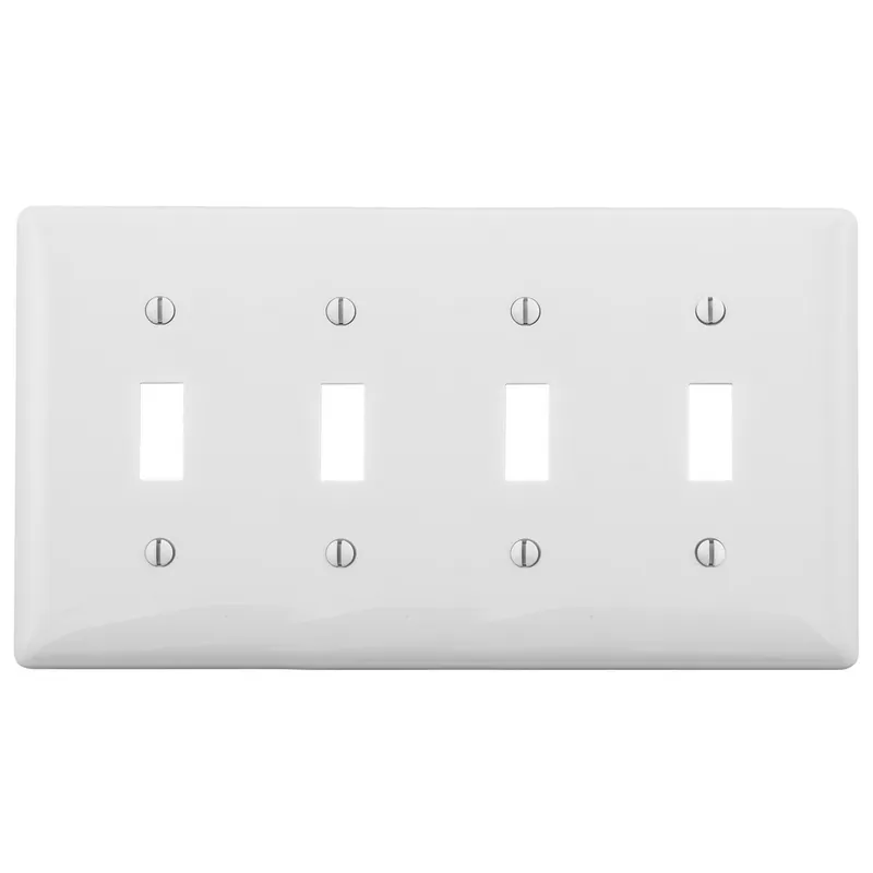 Hubbell Wiring Device-Kellems NP4W HWD Standard Wallplate 4 Gangs 4 Toggle Switch