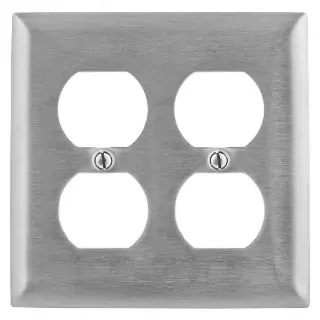 Hubbell Wiring Device-Kellems SS82 Non-Magnetic Standard Wall Plate 2 Gang 2 Duplex Receptacle