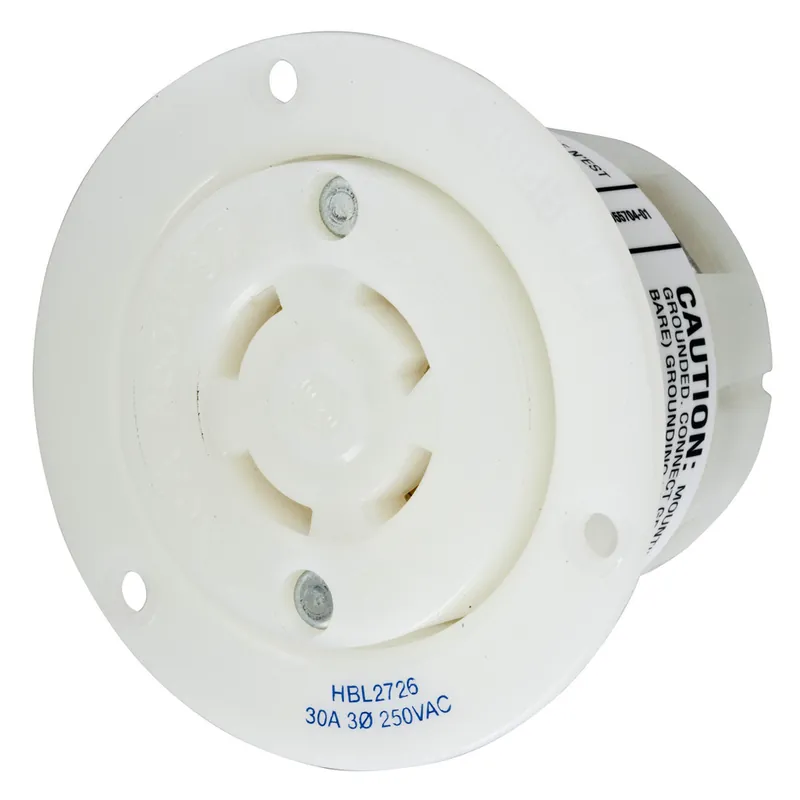 Hubbell Wiring Device-Kellems HBL2726 HWD 3-Phase Flanged Grounding Locking Receptacle 250 VAC 30 A L15-30R