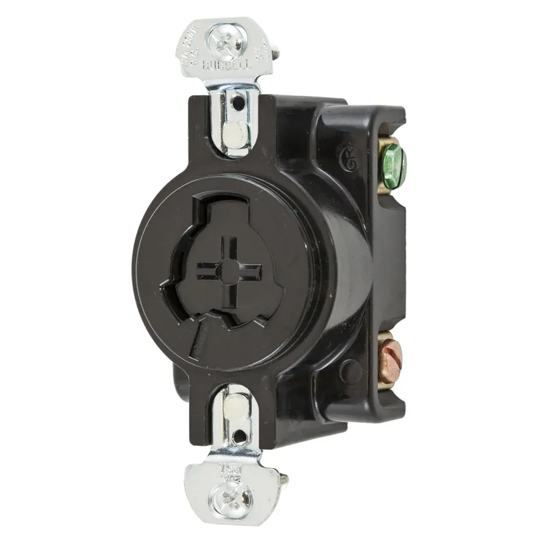 Hubbell HBL23000G 20 Amp 125 Volt 2-Pole 3-Wire Black Locking Receptacle