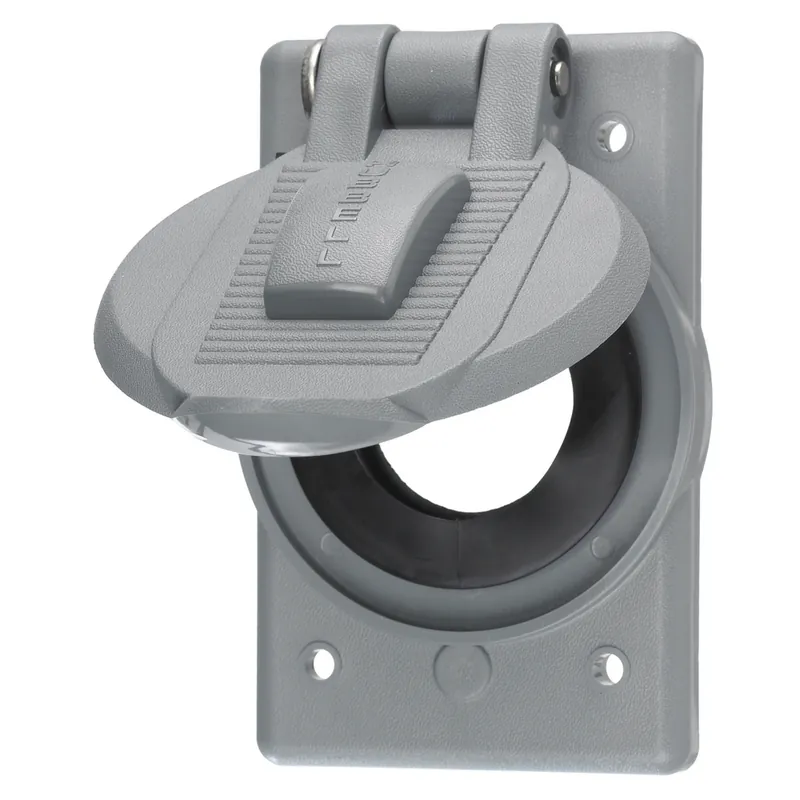 Hubbell HBL7423WO 1.40 Inch 1-Gang Gray Weatherproof Receptacle Plate