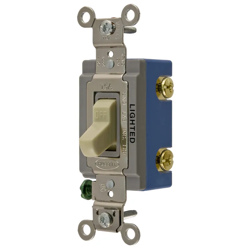 Hubbell HBL1201IL 15 Amp 120/277 VAC 1-Pole Ivory Toggle Switch