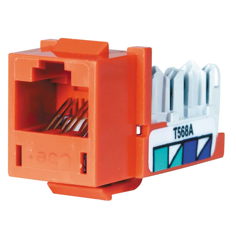 Hubbell HXJ5EOR 8-Position Orange T568A/T568B Category 5E Modular Keystone Jack