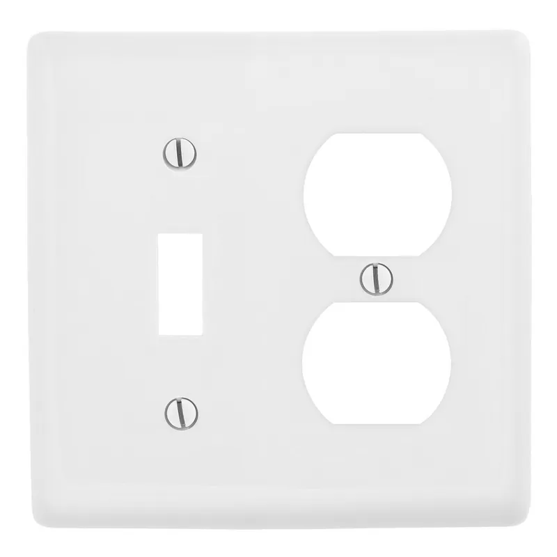 Hubbell Wiring Device-Kellems NP18W Combination Wall Plate Standard Sized 2 Gangs 1 Toggle 1 Duplex