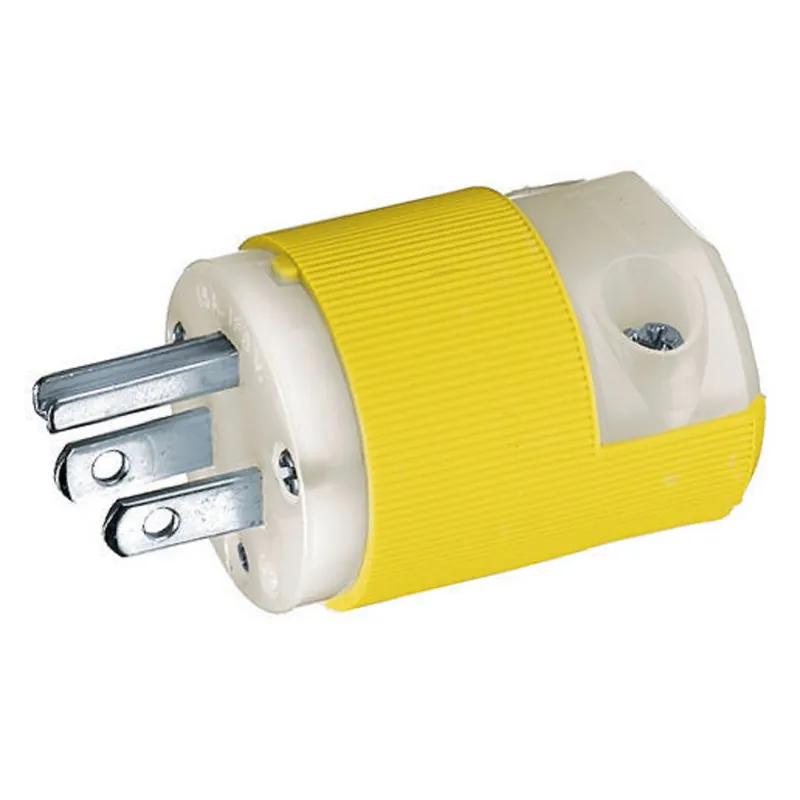 Hubbell HBL52CM66C 15 Amp 125 Volt 2-Pole 3-Wire NEMA 5-15P Yellow Nylon Straight Blade Plug