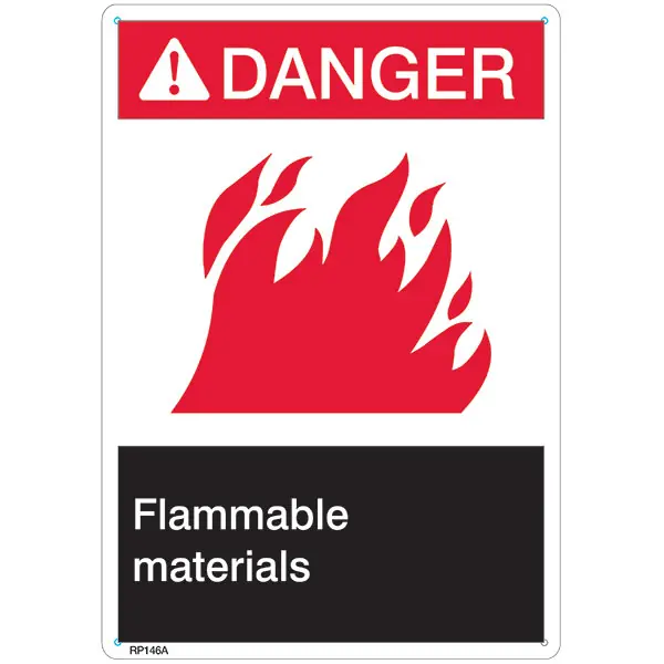 Safety Signs RP146A ANSI Z535 Rigid Plastic Danger Flammable Materials Sign
