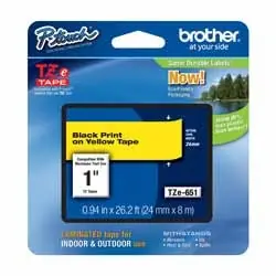 Brother TZE651 Black On Yellow 24 mm Tape for P-Touch 8 m