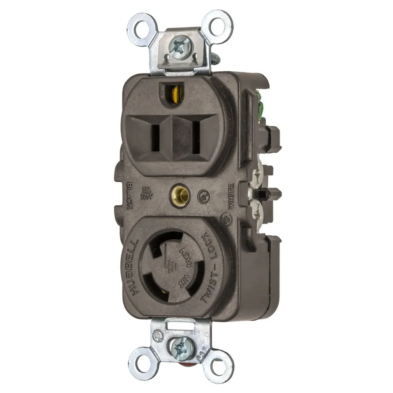 Hubbell Wiring Device-Kellems HBL4792 HWD Combination Duplex Grounding Receptacle 125 VAC 15 A