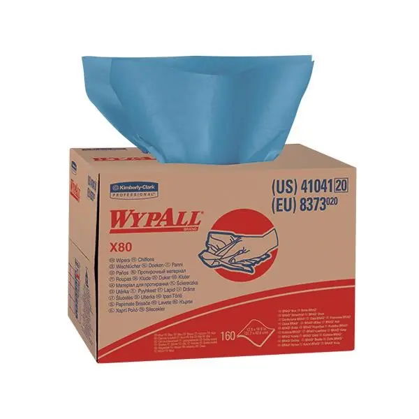 Kimberly Clark Professional 41041 WypAll X80 Towels Brag Box 12 1/2 x 16 13/16 Blue 160/Box