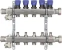 Viega 16403 1-1/4 x 1, Union x FPT, 100 PSI, 304 Stainless Steel, 5-Port, Heating and Cooling Manifold with Shut-Off/Balancing Valve/Air Bleeder/Mounting Bracket