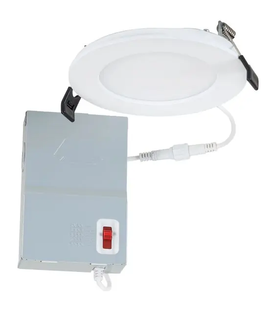 Keystone KT-WDLED9-4A-9CSF-FDIM 4 Circular LED Slim Wafer Downlight feat. Color Select, 9W, 2700/3000/3k/4k/5k, 90CRI, Phase Dimming, Remote Driver