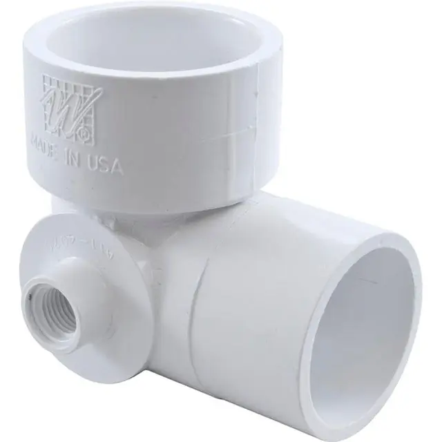 Waterway Plastics 411-4070 90 Elbow 1-1/2s x 1-1/2spg x 3/8fpt side