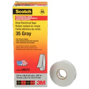 Scotch 35-GRAY-3/4X66FT Vinyl Electrical Color Coding Tape 66-ft x 3/4-Inch