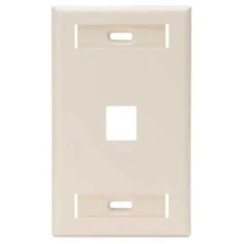 Leviton 42080-1TS QuickPort Wallplate with ID Window, 1-Port, Light Almond